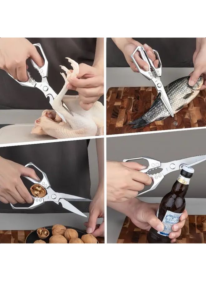 Heavy Duty Stainless Steel Kitchen Scissors Silvery Sharp Blades Ergonomic Handle Rust Resistant - Image 3